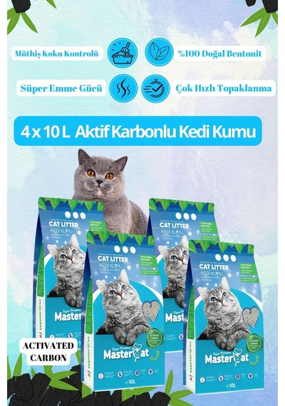 4 X 10l Mastercat Aktif Karbonlu Kedi Kumu Kokusuz