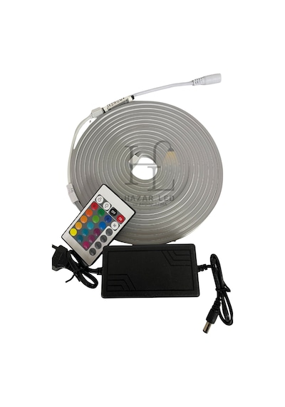 220 Volt Rgb Esnek Neon Şerit Led Set Kumandalı Ip65 Dış Mekan 5 Metre