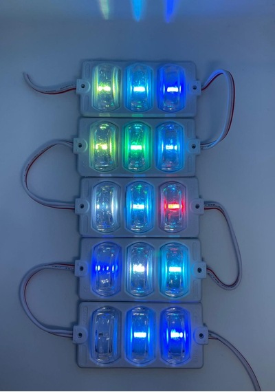 12 Volt Dar Açılı 3'lü Modül Led RGB - 5 Adet