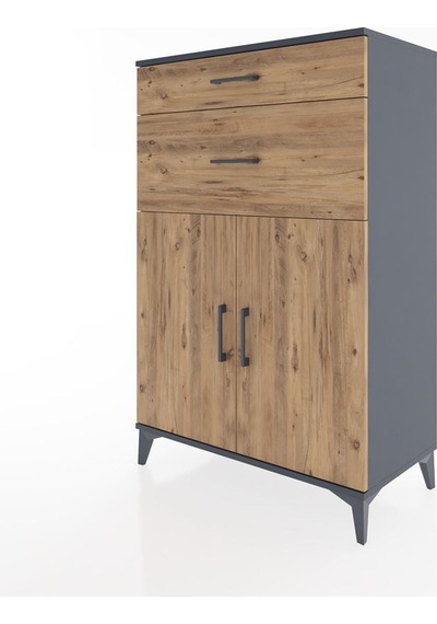 Hyperion Dolap 2 Raflı 2 Çekmeceli 2 Kapaklı 88x44x134 Antrasit-çam Antrasit Hyperion Dolap 2 Raflı 2 Çekmeceli 2 Kapaklı 88x44x134 Antrasit-çam Antrasit