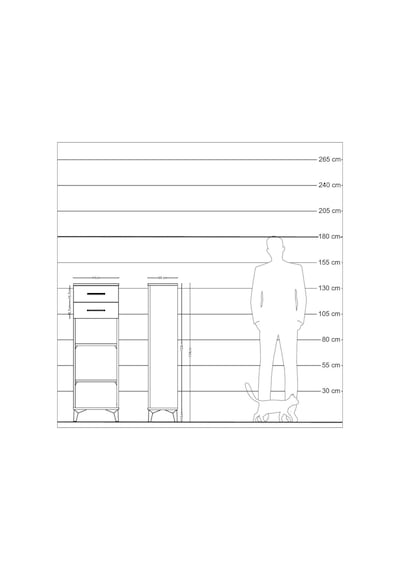 Arges Dolap 2 Raflı 2 Çekmeceli 44x30x134 Antrasit-aytaşı Antrasit