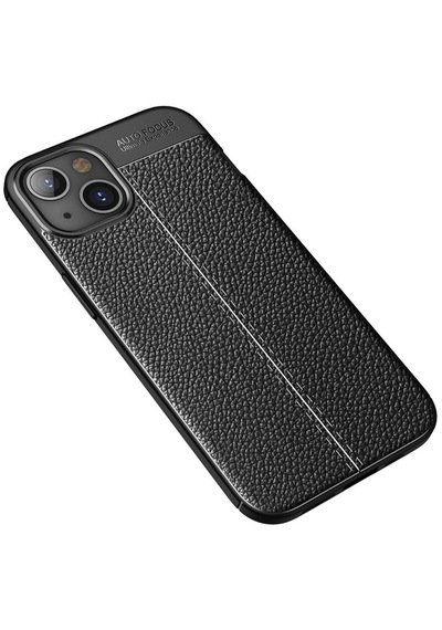 Smcaseİphone Uyumlu 13 Kılıf Deri Dokulu Silikon Nano Ekran Koruyucu Siyah