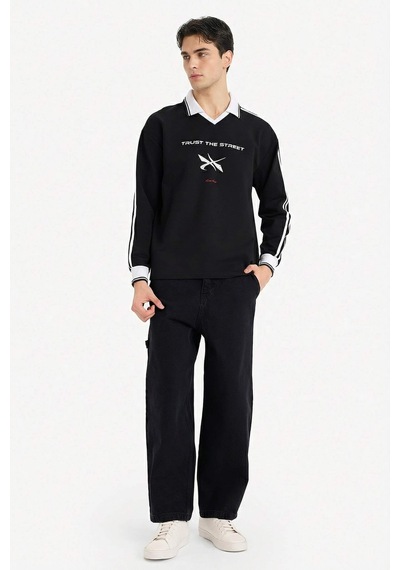 Defacto Nefes Alabilen Boxy Fıt Baskılı Sweatshirt F8661AX26SP