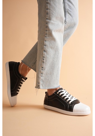 Analin Shoes Kadın Hakiki Deri Casual Spor Ayakkabı Siyah