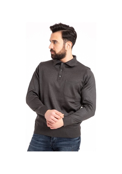 Nacar Store Erkek Füme Ince Yün Triko Örgü Polo Yaka Baba Kazak