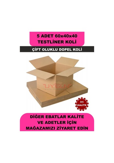5 Adet 60x40x40 Ev Taşıma Kolisi, Çeyiz Kolisi, Boş Koli, Çift Oluklu Tssst Dopel