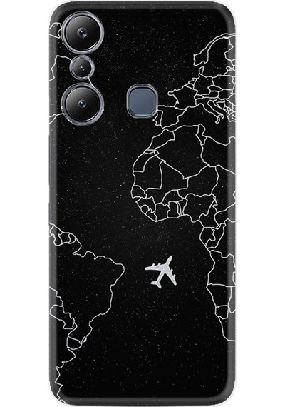 Infinix Hot 20i Kılıf Resimli Desenli Silikon Platinium Series Black Plane 1868