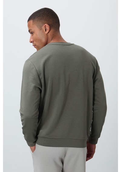 Tommy Life Çağla Yazı Nakışlı O Yaka Rahat Form İçi Polarlı Erkek Sweatshirt - 88020 Çağla