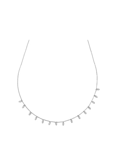 Kuyumcudukkani Zincirli"oval Pırpırlı"kolye-37299-w Beyaz - Gümüş