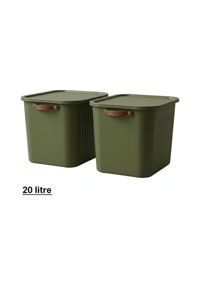 Lexroo 2 Adet Modern Kapaklı Büyük Boy Saklama Kutu Seti -20 Litr Diğer