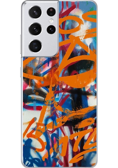 Samsung Galaxy S21 Ultra Uyumlu Şeffaf Kılıf Graffiti 2 Tasarımlı