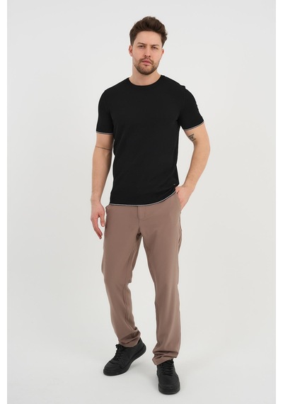 Alexander Gardi Alexandergardı Bisiklet Yaka Kolları Şeritli Triko T-shirt 1243 Siyah
