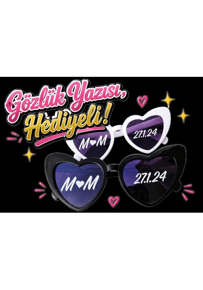 Gözlük Yazısı li , Gelin Arabası İçin Arka Cam Yazısı, Evleniyoruz Plaka Yazısı 3 Lü Set Sticker Gelin Arabası Süsü