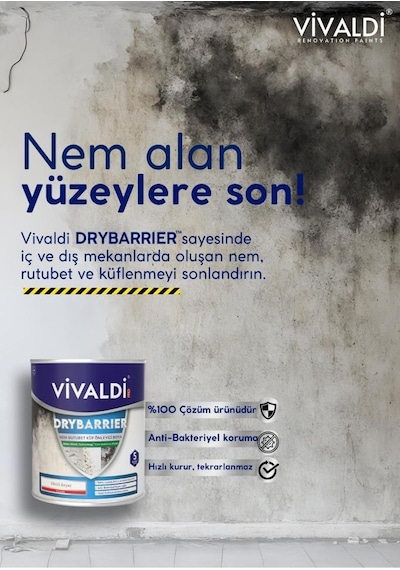 Nem Rutubet Ve Küf Önleyici Boya - Antibakteriyel Özellikli Kesin Çözüm Ürünü - Drybarrıer 1 Kg