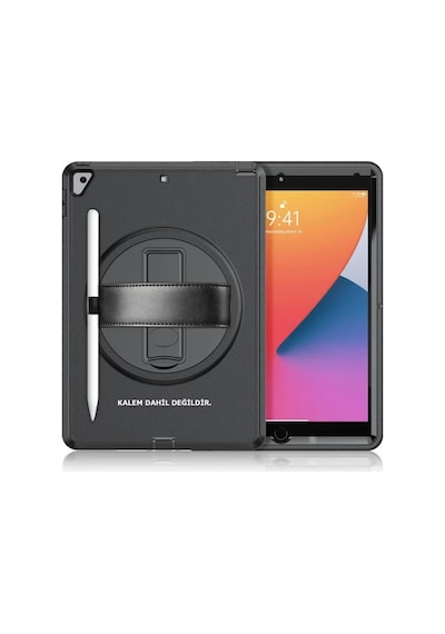 Mey İthalat Apple iPad 10.2 7.nesil Kılıf Hand Strap Tablet Kılıfı - Siyah
