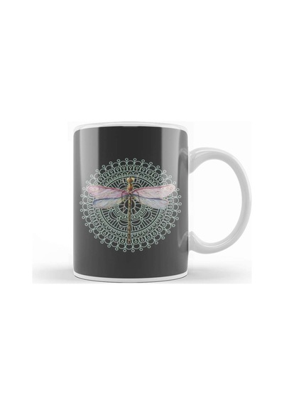 Dragonfly On Mandala Kupa Bardak Porselen Karışık