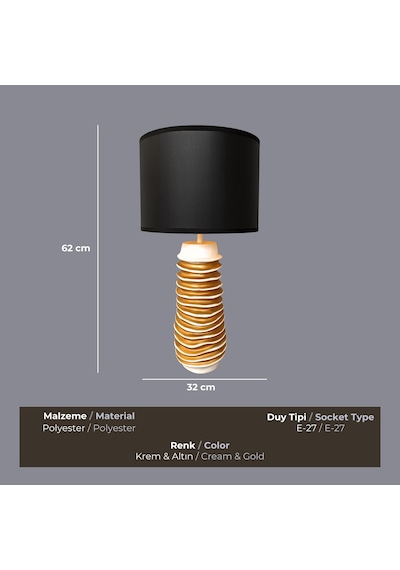 Opulence Krem Gold Abajur Çok Renkli