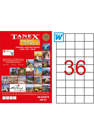 Tanex Lazer Etiket Tw-2035 52.5 X 33 MM