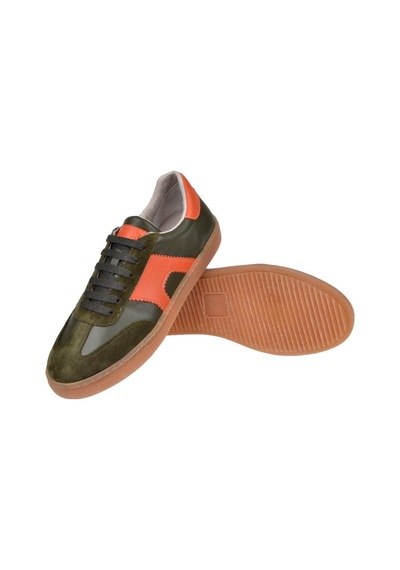 Floor Hakiki Deri Kadın Spor Ayakkabı Sneaker Mak-5120 Haki Orange Haki Orange
