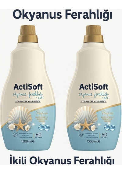Actisoft Yumuşatıcı Okyanus Ferahlığı 2 X 1500 Ml 120 Yıkama İçin Konsantre Formül 2'li Set