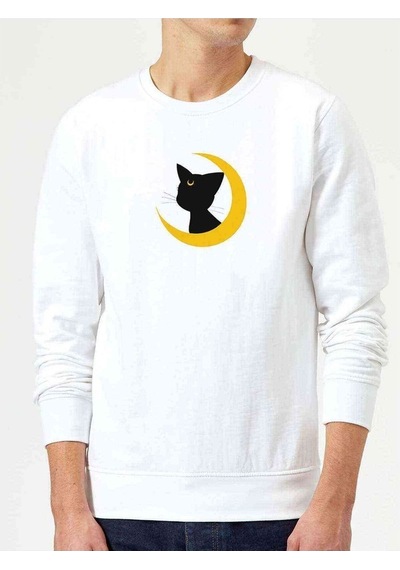 Silhouette Luna Baskılı Beyaz Erkek Örme Sweatshirt