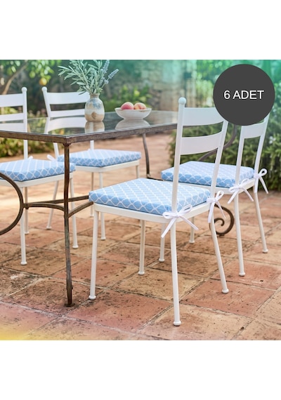 6 Adet 40x40 Cm Bağcıklı Sandalye Minderi Pamuk Polyester Kumaş Mutfak Ve Bahçe Minder Çok Renkli
