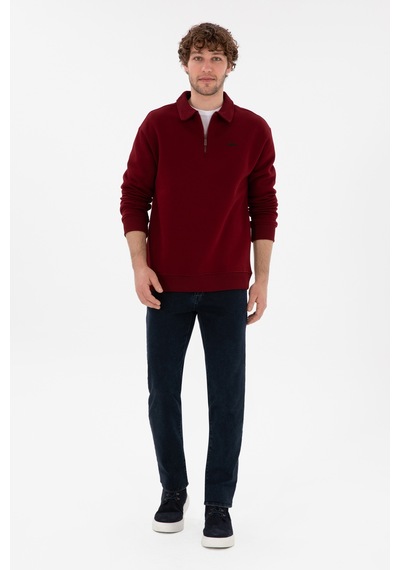 U.S. Polo Assn. Erkek Bordo Basic Sweatshirt 50298265-VR014