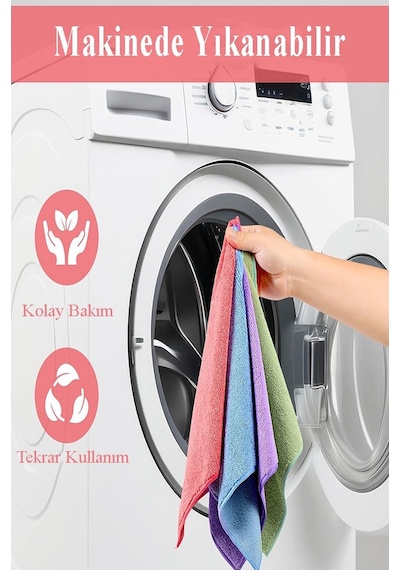 Temizlik Bezi 6 Adet Renkli 40x40cm Mikrofiber Bez Kurulama Bezi İz Bırakmayan Bez Leke Tutmaz Cam Bezi Mutfak Bezi