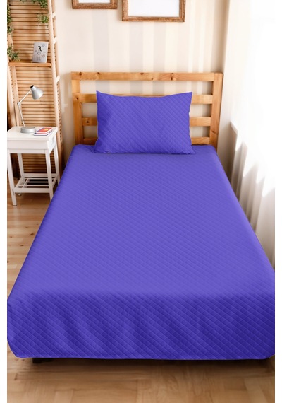 Mor Modern Genç Odası Tek Kişilik Pike Takımı - Düz Kapitone Lila 160x220 Cm Mevsimlik Yatak Örtüsü Puslu Keten Kırığı