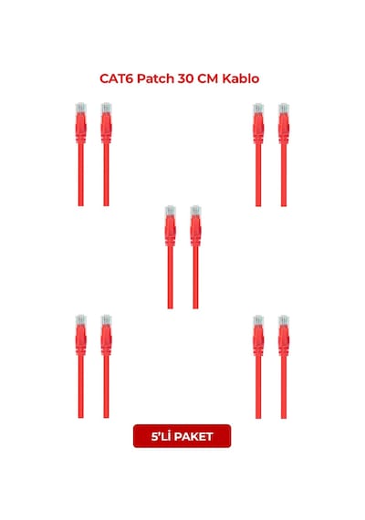 S-lınk Sl-cat6030re Cat6 Patch 30cm Kablo Kırmızı 5li Paket