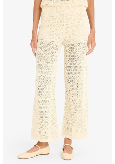 DeFacto Wide Leg Geniş Paça Ajur Triko Pantolon F3777AX25SMER105