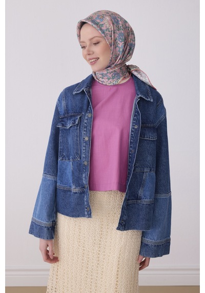 Belli Etnik Desen Saf İpek Twill Eşarp - 2026 İlkbahar-yaz T 4314 Pembe