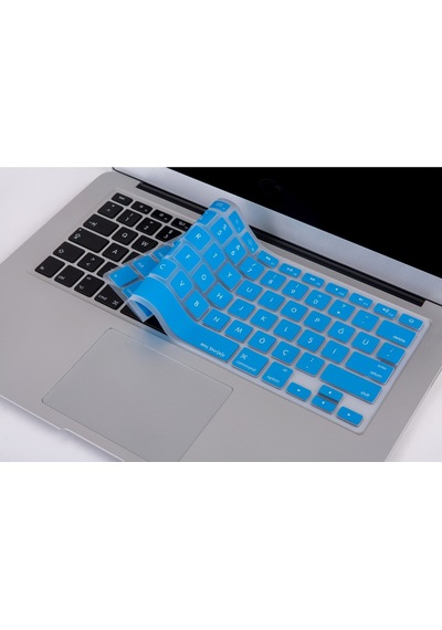 Apple Uyumlu MacBook Air Pro Klavye Koruyucu Türkçe Q Baskılı Us Klavye Silikon Kapak Siyah