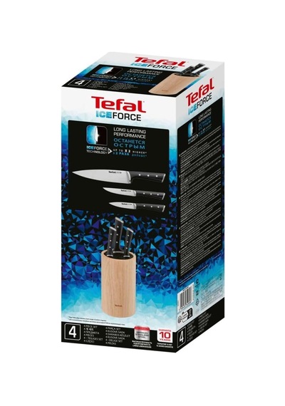Tefal Ice Force Ahşap Standlı 3'lü Bıçak Seti Genel