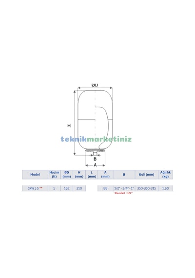 5 Litre Silindirik Tip Genleşme Tankı Hidrofor Tankı.Denge Tankı 5 Litre Silindirik Tip Genleşme Tankı Hidrofor Tankı.Denge Tankı