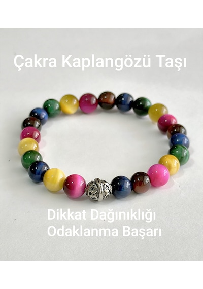 Fy Doğaltaş Çakra Kaplangözü Bileklik 8mm 7 Çakra