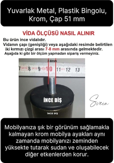 24 Adet 1. Sınıf A Kalite Krom M8 İnce Vida Baza Koltuk Kanepe Destek Ayağı Mobilya Tv Ünitesi Sehpa