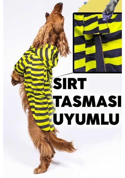 Köpek Yağmurluk, Su İtici Özellikli, Sırt Ve Boyun Tasması Uyumlu, Çıt Çıtlı, İki Kademeli Ayarlanabilir Çok Renkli