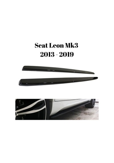 Seat Leon Mk3 2013-2019 Uyumlu Marşpiyel Lipi Alt Yan Bıçak Piano Black Parlak Siyah 2li Set