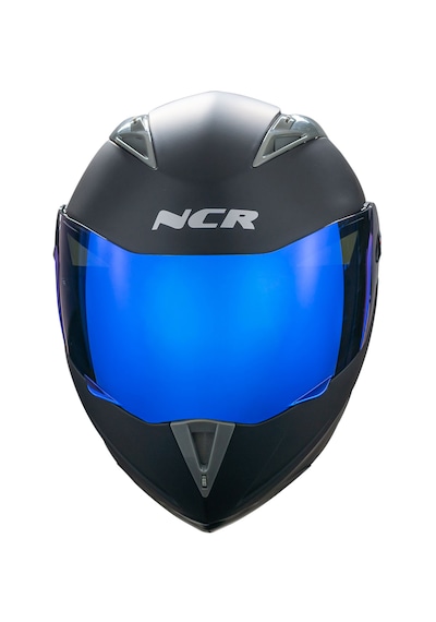 Ncr Çene Açılır Mavi Vizörlü Motosiklet Kaskı Ece Belgeli Mat Siyah