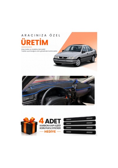 Opel Vectra A 1988-1995 Uyumlu Torpido Koruma Örtüsü Oto Kılıfı - Siyah Mavi