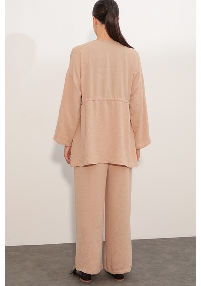 Bigdart Kadın Ayrobin Kimono Pantolon İkili Takım 30101 - Bej