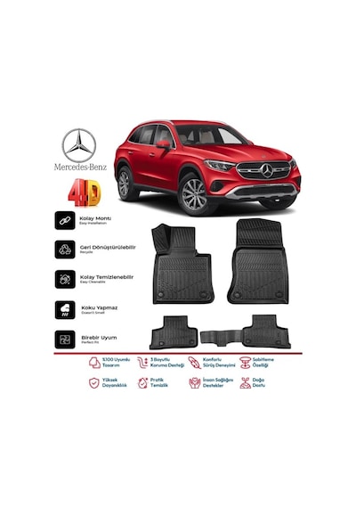 Mercedes Glc Suv 2023 Ve Sonrası 4.5d Premium Havuzlu Siyah Paspas Takımı Kokusuz