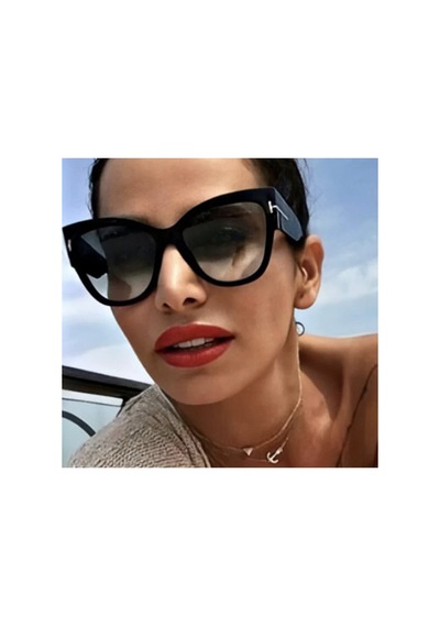 Striped Vintage & Retro Güneş Gözlüğü Siyah