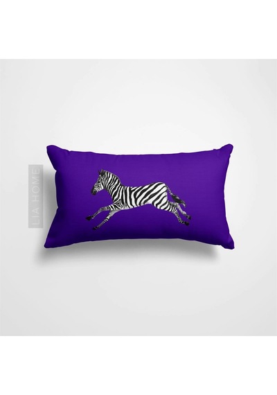 Mor Zebra Desenli Çift Taraflı Dekoratif Yastık Kılıfı 32 x 55 CM - Mor