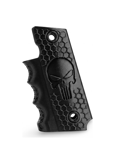 Rigor Universe Colt 1911 Uyumlu Tabanca Kabzası Grip Petg 3d Baskı Punisher Kurukafa Petek Desen Siyah