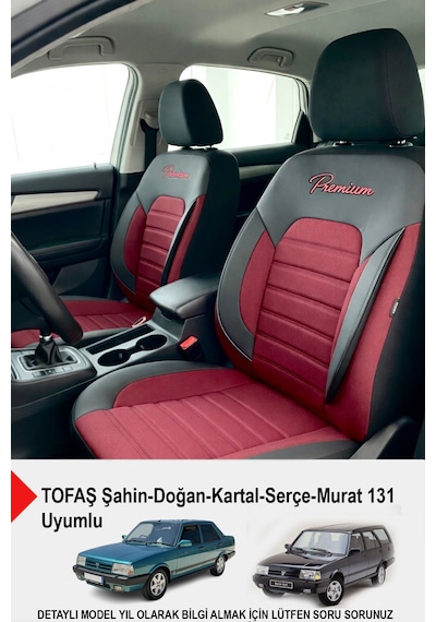 Premium Serisi Lüks Keten Oto Koltuk Kılıfı Tofaş Kartal-şahin-doğan-serçe-tempra İle Uyumlu Bordo