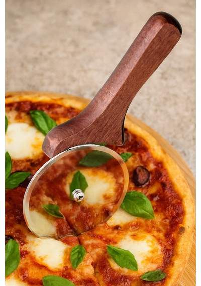 Reyo Home Paslanmaz Çelik Profesyonel Pizza/börek Bıçağı - Ahşap Saplı Gri