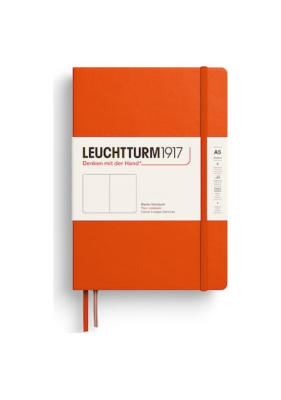 Leuchtturm1917 Not Defteri Orta Boy A5 , Sert Kapak, 251 Numaralandırılmış Sayfa, Düz, Kabak Turuncu