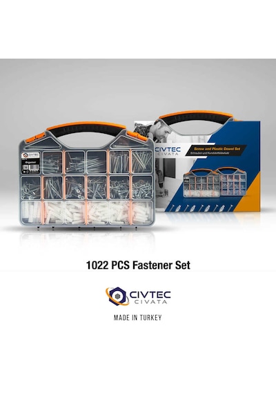 Civtec 1022 Parça 17 Çeşit Vida Ve Dübel Seti -Takım